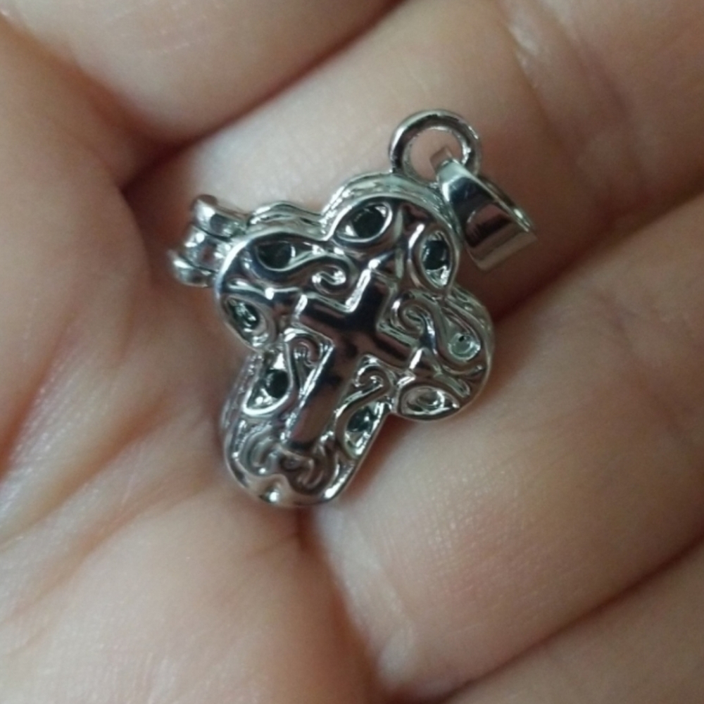 Sterling Silver Tiny Cross Locket with Chain and Gift Box